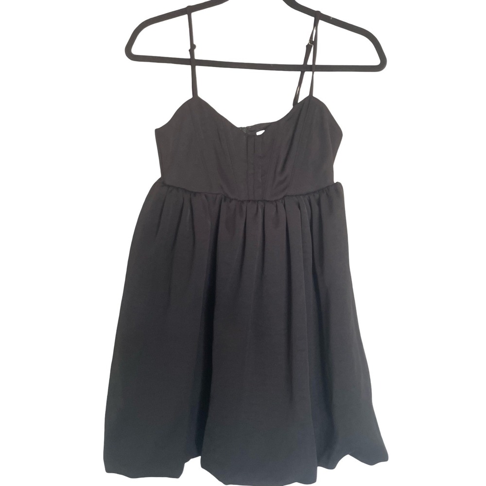 ASTR Unique Women's Babydoll Mini Dress Black Solid Coquette Summer Fall Size S - Picture 2 of 9